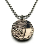 2010 England United Kingdom 20 Pence coin pendant English lions London Royal shield Birmingham Liverpool Sheffield Leeds Manchester Bristol Nottingham York Bradford Newcastle Great Britain n000947