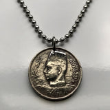 1938 Egypt 10 Milliemes coin pendant King Farouk I Cairo Alexandria Thebes Nile Mansoura Tanta Faiyum Karnak Asyut Dahab Taba Nubia n003519