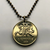 2008 Litauen Lietuva 20 Centu Münze Anhänger Halskette Schmuck Vytis Pferd auf dem Rücken gepanzerter Ritter Vilnius Kaunas Klaipėda Siauliai mittelalterlich Vityaz Marijampole Jonava Utena Kurische Nehrung Panevezys Pahonia Alytus n001104