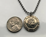 2010 England United Kingdom 20 Pence coin pendant English lions London Royal shield Birmingham Liverpool Sheffield Leeds Manchester Bristol Nottingham York Bradford Newcastle Great Britain n000947