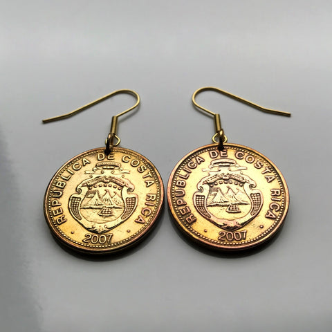 Costa Rica 25 Colones coin dangle & drop earrings jewelry escudo Costarricense San Jose Puerto Limón Alajuela Liberia Puntarenas Desamparados Guanacaste San Vicente Barranca Paraiso Heredia ticos Central America e000497