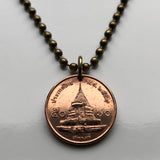 2009 Thailand Siam 50 Satang coin pendant Wat Phrathat Doi Suthep Theravada Buddhist Temple Mueang Chiang Mai Lanna Bangkok Mangrai n003535