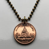 2009 Thailand Siam 50 Satang coin pendant Wat Phrathat Doi Suthep Theravada Buddhist Temple Mueang Chiang Mai Lanna Bangkok Mangrai n003535