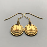 Soviet Union CCCP USSR Communist Russia Rossiya 1 Kopeck coin earring socialist hammer & sickle Moscow Saint Petersburg Lenin Stalin e000082