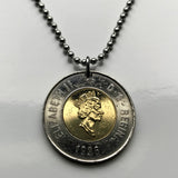 1996 Canada 2 Dollars coin pendant Canadian Polar Bear Arctic Ice Toronto Montreal Vancouver Calgary Edmonton Ottawa Québec Winnipeg Mississauga Hamilton Ontario Manitoba Alberta Victoria Halifax British Columbia Nova Scotia New Brunswick Nunavut k000018