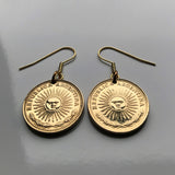 1975 Argentina 1 Peso coin earrings Sol de Mayo Buenos Aires Córdoba Río de la Plata Rosario Mendoza La Plata Tucumán Salta Santa Fe e000512