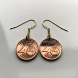 2002 Germany Deutschland 2 Euro Cent coin earrings oak tree seedling twig planting gardening botanical Berlin Hamburg Munich Cologne e000642