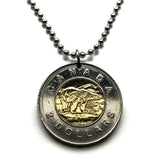 1996 Canada 2 Dollars coin pendant Canadian Polar Bear Arctic Ice Toronto Montreal Vancouver Calgary Edmonton Ottawa Québec Winnipeg Mississauga Hamilton Ontario Manitoba Alberta Victoria Halifax British Columbia Nova Scotia New Brunswick Nunavut k000018