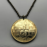 1980 Belgium Ghent Gent 25 Gandae trade token pendant Gravensteen medieval castle Counts of East Flanders river Lys Bruges Liege Limbourg Bilstain Wallonia Namur Charleroi Schaerbeek Mechelen n003559