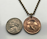 1955 Nepal 5 Paisa coin pendant Nepalese Nepali sunrise Himalayas Mount Everest Kathmandu Bhaktapur Pokhara Khas-Kura Shiva Hinduism n001750