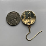 1975 Argentina 1 Peso coin earrings Sol de Mayo Buenos Aires Córdoba Río de la Plata Rosario Mendoza La Plata Tucumán Salta Santa Fe e000512