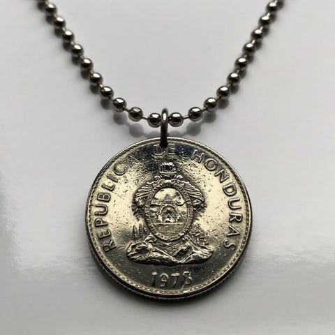 1978 Honduras 50 Centavos coin pendant necklace jewelry pirámide Lempira Lenca Tegucigalpa Choluteca masonic eye Yoro Olancho El Paraíso Atlántida Copán La Ceiba San Pedro Sula Choloma Comayagua Centroamérica n003569