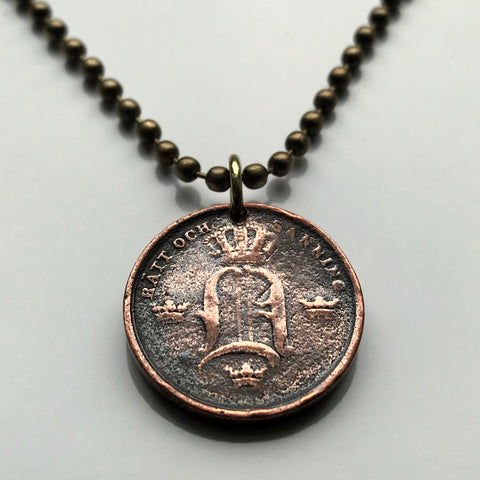antique! 1844-1855 Sweden Sverige 1/3 Skilling Banco coin pendant Swedish crown Tre Kroner Swedes Stockholm Gothenburg Malmo Uppsala n003560