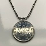 1923 Germany Deutschland 500 Mark coin pendant necklace jewelry German eagle Weimar era Berlin Munich Hamburg Cologne Frankfurt Stuttgart Düsseldorf Bavaria Heidelberg Hannover Dortmund Leipzig Dresden North Rhine-Westphalia Wandsbek Karlsruhe n002489
