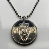 1964 Norwegen Norge 5 Kronen Münzanhänger Löwe Den norske løve Oslo Bergen Vikings Bokmål Nynorsk Skandinavisch Stavanger Sandnes Trondheim Nordic Fredrikstad Tromsø Vestre Aker Norsemen Vikings n002405