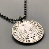 1923 Germany Deutschland 500 Mark coin pendant necklace jewelry German eagle Weimar era Berlin Munich Hamburg Cologne Frankfurt Stuttgart Düsseldorf Bavaria Heidelberg Hannover Dortmund Leipzig Dresden North Rhine-Westphalia Wandsbek Karlsruhe n002489