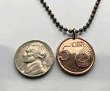 2008 Austria Osterreich 5 Euro Cents coin pendant Mountain Cowslip Auricula Alpine flower bear's ear plant Vienna Graz Linz Salzburg Innsbruck Styria Carinthia Sankt Polten Wels Villach Tyrol n003587