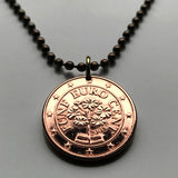 2008 Austria Osterreich 5 Euro Cents coin pendant Mountain Cowslip Auricula Alpine flower bear's ear plant Vienna Graz Linz Salzburg Innsbruck Styria Carinthia Sankt Polten Wels Villach Tyrol n003587