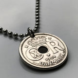 1929 Dänemark Danmark 10 Ore Münzanhänger Dänische Krone Initiale CR Kopenhagen Dänen Nordseeland Fünen Färöer Danmark Schloss Amalienborg Nordisch n000219