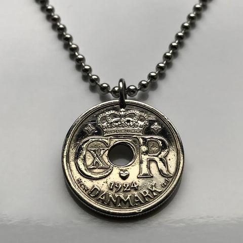 1929 Dänemark Danmark 10 Ore Münzanhänger Dänische Krone Initiale CR Kopenhagen Dänen Nordseeland Fünen Färöer Danmark Schloss Amalienborg Nordisch n000219