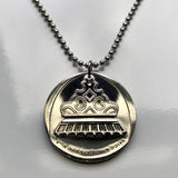 1963 Israel 1 Lira coin pendant Hanukkah Italian lamp menorah Jewish Jerusalem Torah Hebrew Judea Jaffa Masada Caesarea Talmud Zion n003603