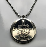 1963 Israel 1 Lira coin pendant Hanukkah Italian lamp menorah Jewish Jerusalem Torah Hebrew Judea Jaffa Masada Caesarea Talmud Zion n003603