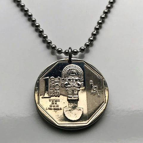 2010 Peru 1 Sol coin pendant Tumi de Oro Ceremonial Knife cultura Lambayeque Sicán Moche Naylamp Batán Grande Chotuna Chornancap n003606