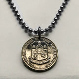 1962 Philippines Filipino 10 Centavos coin pendant necklace Eskudo Pilipinas Manila Pinoy Quezon Davao Caloocan Cebu Zamboanga Taguig Bohol Iloilo Negros Oriental Siquijor Luzon Mindanao Visayan Island n003545