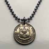 1962 Philippines Filipino 10 Centavos coin pendant necklace Eskudo Pilipinas Manila Pinoy Quezon Davao Caloocan Cebu Zamboanga Taguig Bohol Iloilo Negros Oriental Siquijor Luzon Mindanao Visayan Island n003545