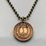 Jordan 1 Fils coin pendant necklace Hashemite Crown Amman Tilā' al-'Alī Wadi Musa Mount Nebo Umm Qais Al-Karak Umm el-Jimal Mahis n003621