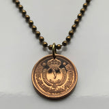 Jordan 1 Fils coin pendant necklace Hashemite Crown Amman Tilā' al-'Alī Wadi Musa Mount Nebo Umm Qais Al-Karak Umm el-Jimal Mahis n003621
