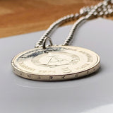 1971 East Germany Deutschland 5 Mark coin pendant Brandenburg gate Berlin wall Leipzig Dresden Chemnitz soviet communist socialist n003622