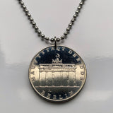 1971 East Germany Deutschland 5 Mark coin pendant Brandenburg gate Berlin wall Leipzig Dresden Chemnitz soviet communist socialist n003622