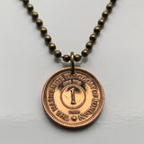 Jordan 1 Fils coin pendant necklace Hashemite Crown Amman Tilā' al-'Alī Wadi Musa Mount Nebo Umm Qais Al-Karak Umm el-Jimal Mahis n003621