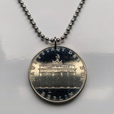 1971 East Germany Deutschland 5 Mark coin pendant Brandenburg gate Berlin wall Leipzig Dresden Chemnitz soviet communist socialist n003622
