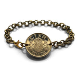 1986 Spain España 100 Pesetas coin rolo link bracelet jewelry Escudo Español Spanish crown Madrid Barcelona Sevilla Valencia Granada Zaragoza Toledo Cadiz Córdoba Castile Leon Aragon Navarre Andalusia Catalan Bilbao Coruña Salamanca b000120