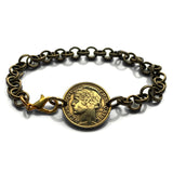 1936 France 50 Centimes French coin rolo link bracelet fashion jewelry Marianne Phrygian cap Paris Marseille Lyon Toulouse Le Havre Bordeaux Nice Strasbourg Carcassonne Nantes Lille Montpellier Dijon Rennes Reims Avignon Metz Toulon Angers Dijon b000121