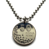 1990 Finland Suomi 50 Pennia coin pendant Finnish brown bear national animal Helsinki Espoo Tampere Vantaa Oulu Turku Jyväskylä Kuopio Lahti Finns Finnic Sami Pori Kouvola Joensuu Lappeenranta Hämeenlinna Vaasa Porvoo Nordic Fennoscandia Baltic n000844