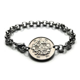 Japan Nippon Nihon 100 Yen coin bracelet sakura cherry blossom Tokyo Osaka Kyoto Okinawa Sendai Chiba Niigata floral b000047