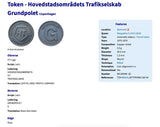 1970's Copenhagen metro Hovedstadsomradets Trafikselskab HT GRUNDPOLET G transit token pendant tram Bus Movia Sjælland Lokaltog DSB Vesterbro Nørrebro Østerbro Indre By Frederiksberg Greve Køge Lejre Roskilde Solrød Stevns Zealand A-buses Lolland n003766