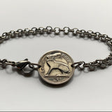 1963 Ireland Éire 3 Pence coin bracelet jewelry Irish rabbit hare bunny Celtic harp Cláirseach Gaelic Dublin Cork Limerick Galway Waterford Cliffs of Moher Connacht Leinster Munster Carlow Guinness Hibernia Swords St Patrick's Day Drogheda Ulster b000048