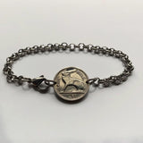 1963 Ireland Éire 3 Pence coin bracelet jewelry Irish rabbit hare bunny Celtic harp Cláirseach Gaelic Dublin Cork Limerick Galway Waterford Cliffs of Moher Connacht Leinster Munster Carlow Guinness Hibernia Swords St Patrick's Day Drogheda Ulster b000048