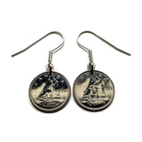 1968 Canada 10 Cents handmade coin pendant Bluenose racing ship fishing vessel gaff sailing rig Canadian schooner Lunenburg Nova Scotia Mi'kma'ki Ottawa Montreal Quebec Toronto Ontario Vancouver Calgary British Columbia Alberta New Brunswick e000637