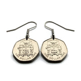 Jamaica 1 Dollar coin earrings crocodile alligator pineapples Kingston Portmore Spanish Town Montego Bay May Pen Mandeville Old Harbour Savanna-la-Mar Ocho Ríos Jamrock Jamdung Jamaican Patois Rastafari Reggae Bob Marley dub ska Ackee fruit e000656