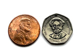 Jamaica 1 Dollar coin earrings crocodile alligator pineapples Kingston Portmore Spanish Town Montego Bay May Pen Mandeville Old Harbour Savanna-la-Mar Ocho Ríos Jamrock Jamdung Jamaican Patois Rastafari Reggae Bob Marley dub ska Ackee fruit e000656
