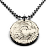 2018 USA Quarter 25 Cents coin pendant Sea caves Devils Island kayaking Apostle Islands Ashland Wisconsin Lake Superior Bayfield n003880