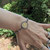 2012 Mexico 2 Pesos coin rolo link bracelet Mexican golden eagle Ecatepec Puebla Oaxaca Juárez Morelia Chiapas Tijuana León Monterrey Culiacán Veracruz Yucatán Jalisco Acapulco Cancun Cuernavaca Pachuca Durango Sinaloa Chihuahua Zócalo Aztec b000154