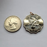 1997 British Hong Kong China 2 Dollars coin pendant Bauhinia orchid flower blossom floral Sham Shui Po Yau Tsim Mong Kwai Tsing Tai Po Sha Tin n000323