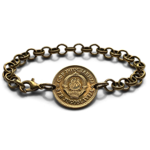 1974 Yugoslavia 10 Para coin bracelet socialist communist Serbia Croatia Bosnia Slovenia Vojvodina Novi Sad Ljubljana Niš Split slav b000179