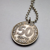 1966 Trinidad & Tobago 50 Cents coin pendant Scarlet Ibis Cocrico Hummingbirds Port of Spain Point Fortin Diego Martin Soca Rapso n001001